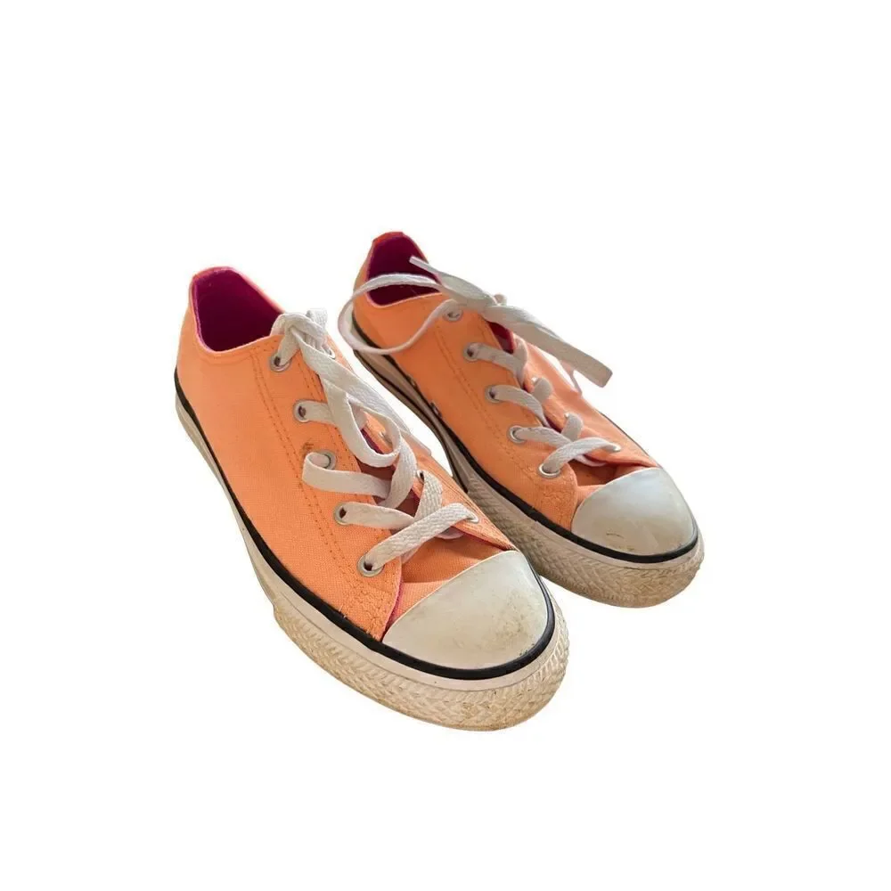 Converse Kids Girls Orange Lace Up Low Top Chuck Taylor All Star Sneakers Size 3